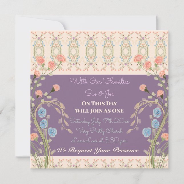 Persika och plommon av elegant inbjudningar (Framsida)