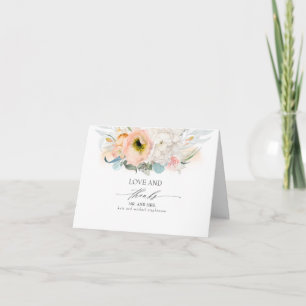 Persika och rosa blommig bröllop tack kort
