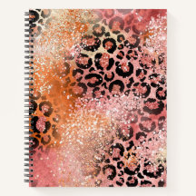 Persika och Rosa Glitter Leopard Skriv ut