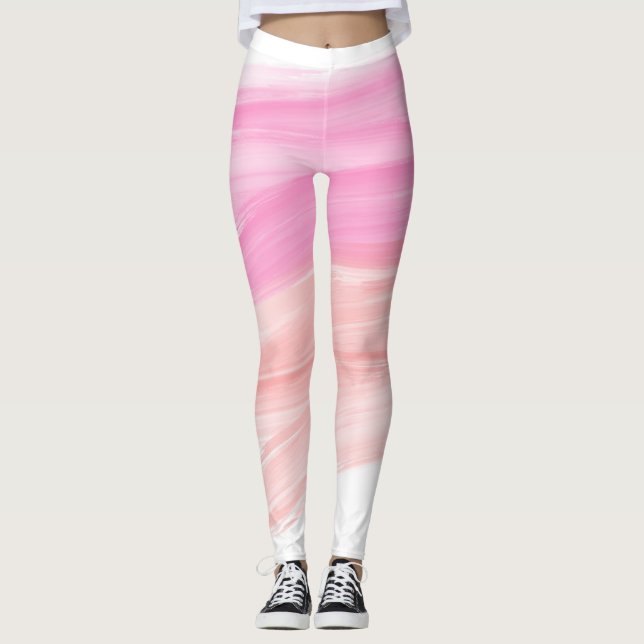 Persika- och Rosa-penseldrag Leggings (Framsida)