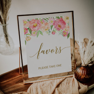 Persika och Rosa Peony Blommor Förmånsskylt Poster