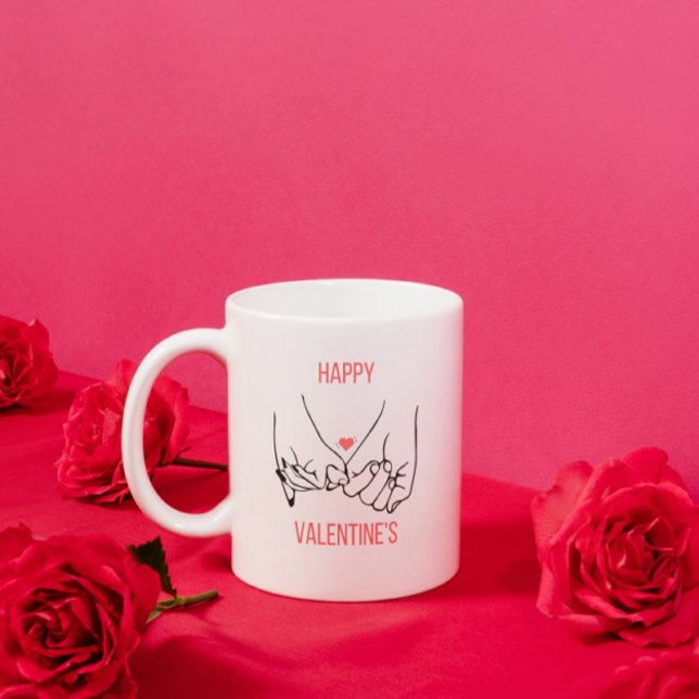 Persika och svart, estetiskt Lycklig Alla hjärtans Kaffemugg (Skapare uppladdad)