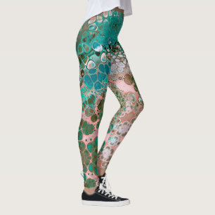 Persika och turkos Abstrakt för akryl Pour Leggings