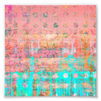 Persika och turkos, vinterfärgad Polka-punkt Fototryck