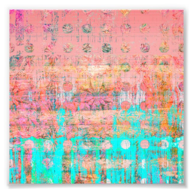 Persika och turkos, vinterfärgad Polka-punkt Fototryck (Framsidan)