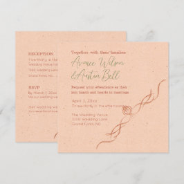 Persika och vit minimalistisk Bröllop Inbjudningar