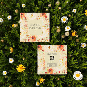 Persika Orange Blommblomma Florist Fyrkantigt Visitkort