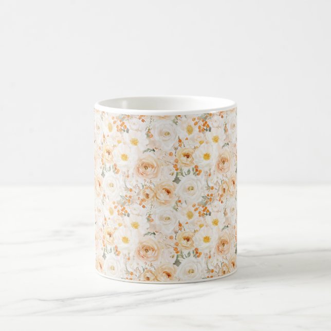 Persika Orange Blommor Kaffemugg (Center)