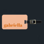 Persika Orange Fet Typografi Personlig Namn Bagagebricka<br><div class="desc">Bold Modern Typography Personlig Namn Luggage Tag in Peach</div>