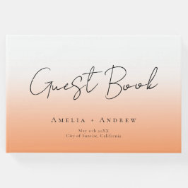 Persika Orange Fuzz Minimal Script Elegant bröllop Gästböcker