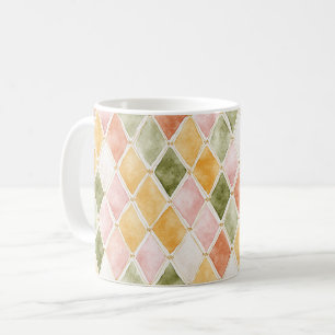 Persika Orange Grön Gul Rosé Rosa Abstrakt Kaffemugg