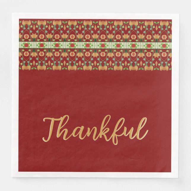 Persika Orange och burgundy Pappersservett (Framsida)