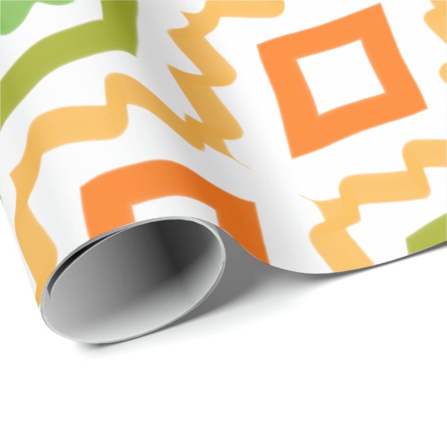 Persika Orange och Grönt Presentpapper (Rullad Hörn)