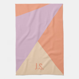 Persika Orange Och Lavendel Geometriska Färgblock Kökshandduk