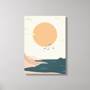Persika Orange och Teal Illustrated Canvas