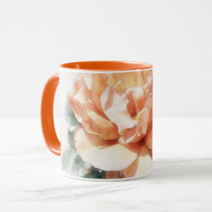 Persika Orange Ros Blommig Konst Mugg Blomma