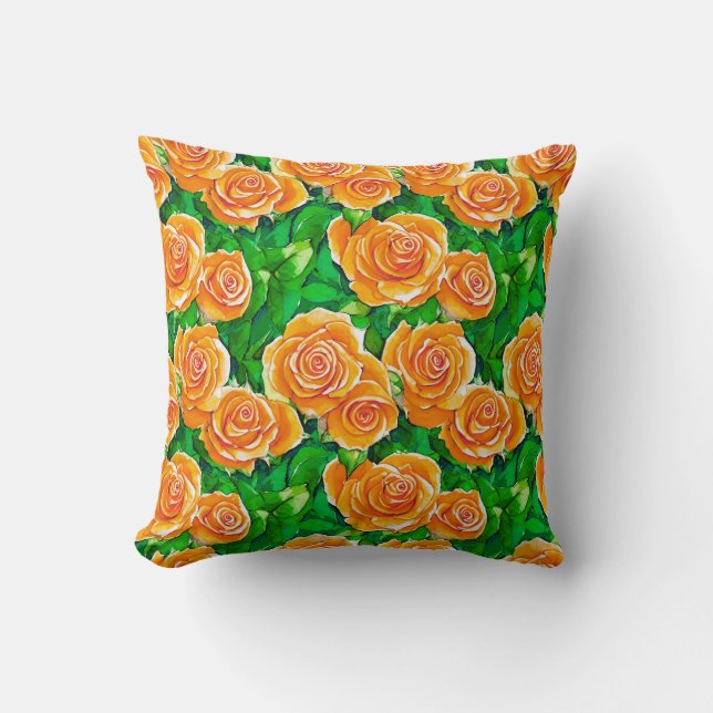 Persika/Orange Vattenfärg Ro Kudde (Framsida)