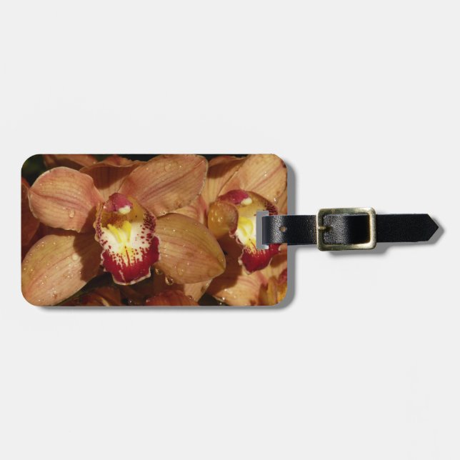 Persika Orchids med Blommigten Raindrops Bagagebricka (Horisontell Framsida)