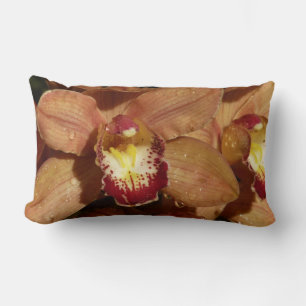 Persika Orchids med Blommigten Raindrops Lumbarkudde