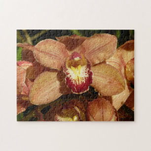 Persika Orchids med Blommigten Raindrops Pussel