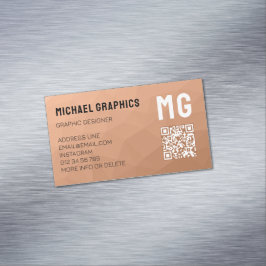 Persika övertoningsgeometriskt nät mönster QR-kod Magnetiska Visitkort