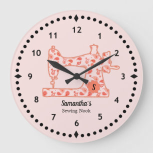 Persika Paisley Sewing Maskin Large Clock Stor Klocka