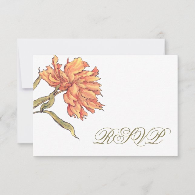 Persika Peony RSVP-svarskort OSA Kort (Framsida)