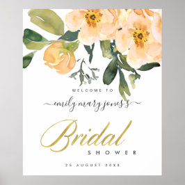 PERSIKA PION FLORAL AKVARELL BRYLLUPSKVÄLLSKOMMA POSTER