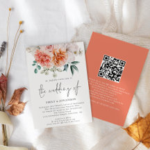 Persika Pionblommor Blommor QR-kod Bröllop