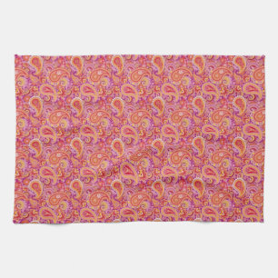 Persika & purpurfärgade Paisley Kökshandduk