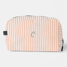 Persika Randig Monogram Makeupväska