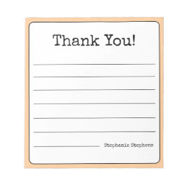 Persika Retro Tack Ditt Namn Linjerat Anteckningsblock