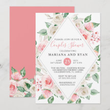 Persika Röda Blommiga Par Babyshower
