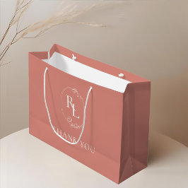 Persika Rosa | Blommigt Monogram Bröllop Tack