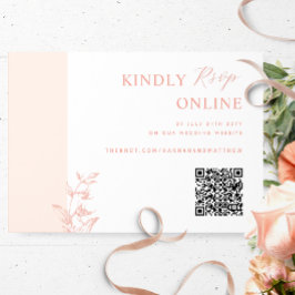 Persika, Rosa Elegant QR-kod OSA Bröllop Tilläggskort