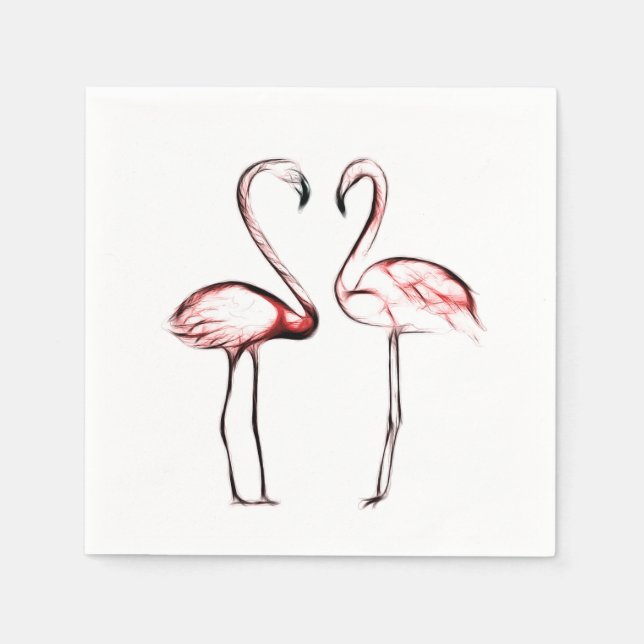 Persika Rosa Flamingos Flamingo Chic Trendig Pool Pappersservett (Framsidan)