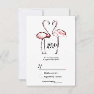 Persika Rosa Flamingos Flamingo Svart Marmor RSVP OSA Kort