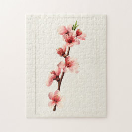 Persika Rosa Flowers Watercolor Paeing Pussel