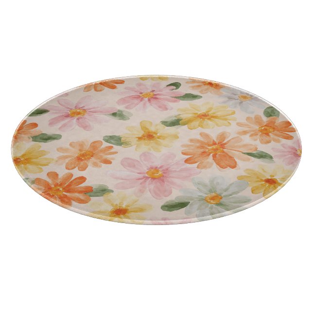 Persika Rosa Gult Blå Blommor (Hörn)