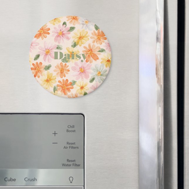 Persika Rosa Gult Blå Blommor Magnet (In Situ (Fridge))