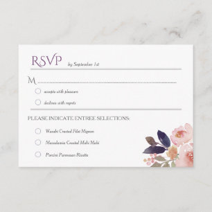 Persika Rosa Lavender Watercolor Bröllop RSVPs OSA Kort