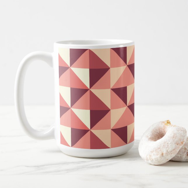 Persika Rosa Lila Triangel Geometriskt Mönster Kaffemugg (Med munk)