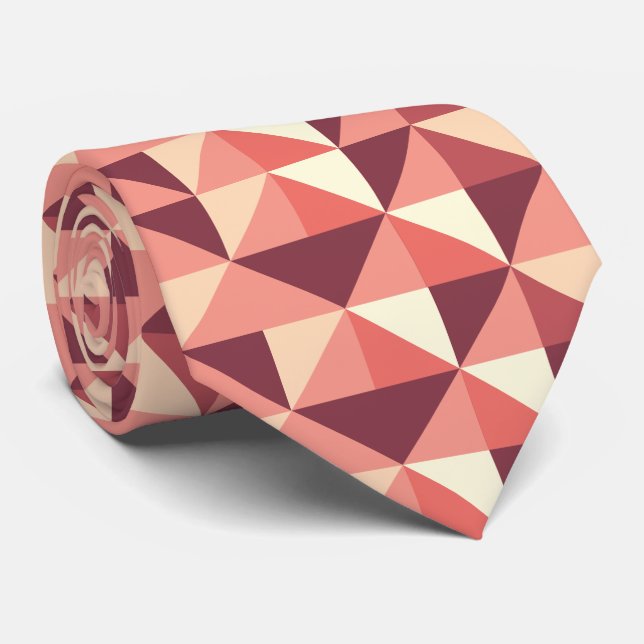 Persika Rosa Lila Triangel Geometriskt Mönster  Slips (Rullad)