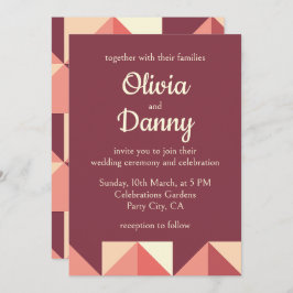 Persika Rosa Lila Triangle Geometric Bröllop Inbjudningar