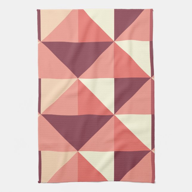 Persika Rosa Lila Triangle Geometric Kökshandduk (Vertikal)