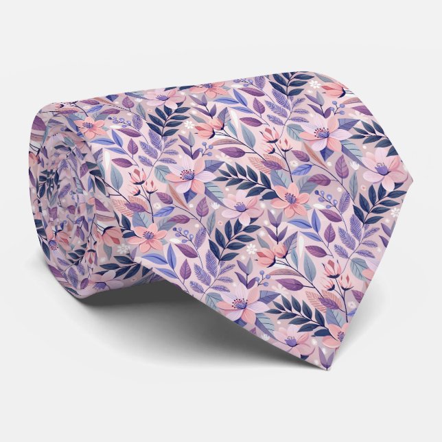 Persika Rosa Marinblommor Blommönster Slips (Rullad)