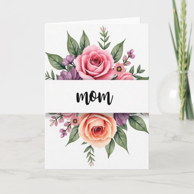Persika Rosa Mors Kärleks Dag Kort (Framsida)