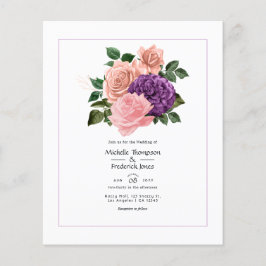 Persika Rosa och Lavendel Lila Blommig Bröllop Flygblad