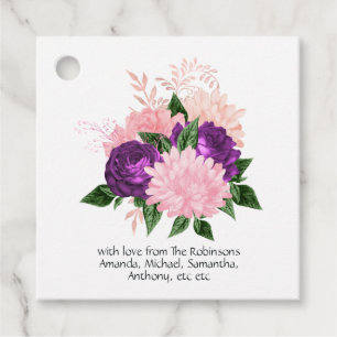 Persika Rosa och Lavendel Lila Blommig Gåvor Etiketter