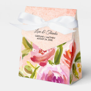 Persika Rosa Vattenfärg Blommig Bröllop Presentaskar